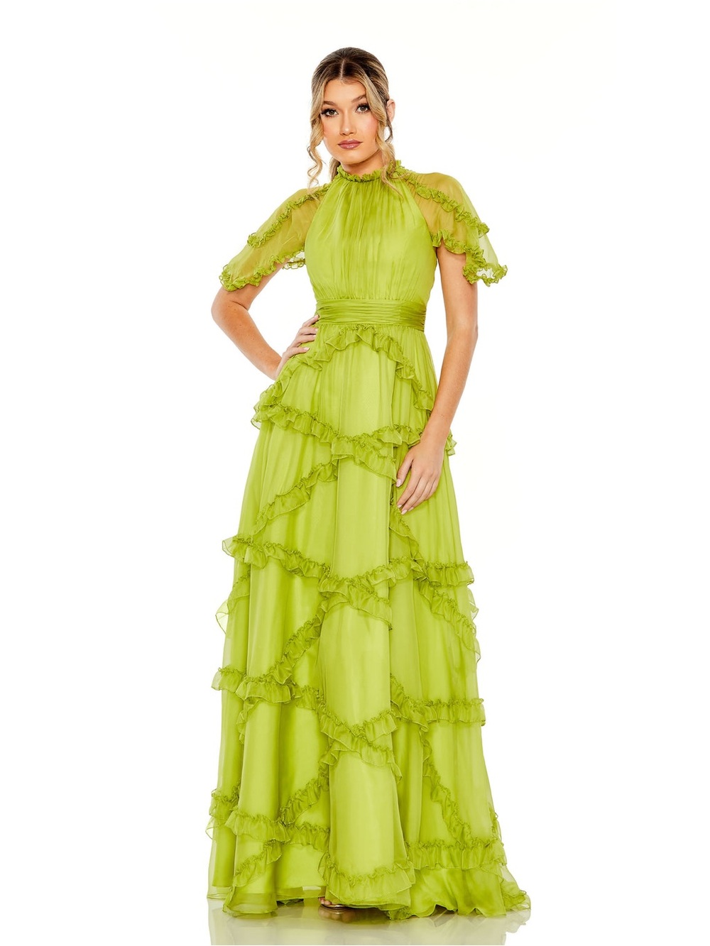 Formal Long A Line Flutter Sleeve Evening Gown A Line Flutter 6822 $499